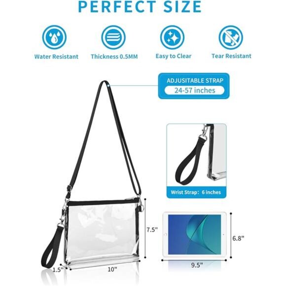 Clear Purse Stadium Approved, Clear Bag with Removable Straps, Coin - Picture 2 of 7